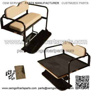 EZGO RXV Golf Cart Flip Folding Rear Back Seat Kit - Stone Cushions