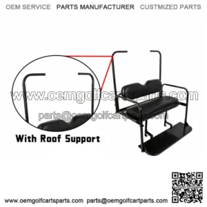 For EZGO TXT 1995 UP Golf Cart Back Seat w/ Roof Supports And Black Cushions