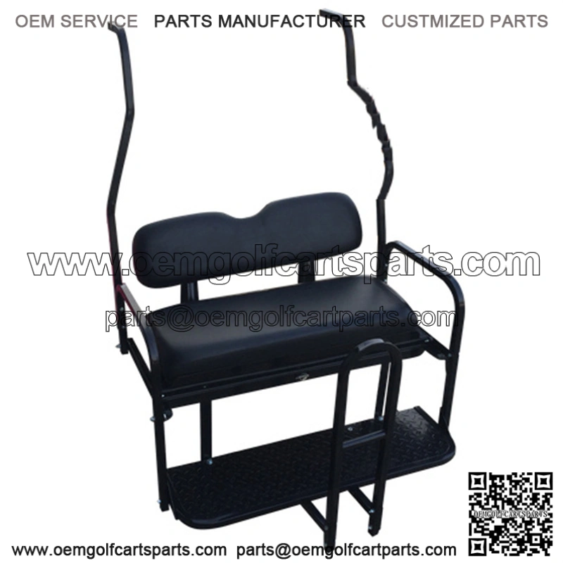Club Car DS Golf Cart Rear Seat Kit (1982 - 2013 models) - BLACK (Flip Seat w/ Cargo Bed & Free Grab Bar)