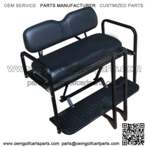 EZGO RXV Golf Cart Rear Seat Kit - BLACK (Flip Seat w/ Cargo Bed & FREE Grab Bar)