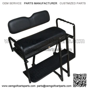 Club Car Precedent Golf Cart Rear Seat Kit - BLACK (Flip Seat w/ Cargo Bed & Free Grab Bar, Fits ALL 2004+)