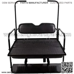Flip Folding Rear Back Seat Kit Compatible with EZGO TXT Golf Cart | Black Cushions | 1995 & Up - You Will Receive (2) Packages