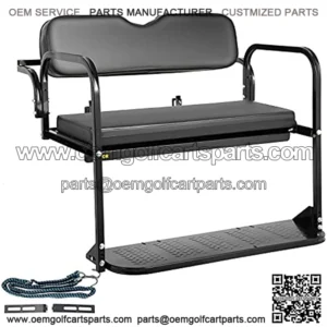 Golf Cart Rear Seat, Club Car Rear Seat for 1982-2000.5 DS Model, Heavy Duty Golf Cart Back Seat 1102 lbs Capacity, Steel Golf Cart Flip Folding Rear Back Seat Kit w/Roof Support & Grab Bar