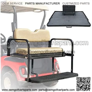 ProFormX Challenger SE Golf Cart Rear Seat EzGo RXV (2008 up) Back Seat Flip Kit with Sandstone (Beige) Cushions for The Backseat - Comes with Industry Leading 2-Year Limited Warranty.