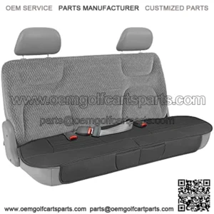 Motor Trend Black Faux Leather Rear Bench Car Seat Cover, Padded Bench Car Seat Protector, Premium Interior Cover with Storage Pockets, Back Seat Cover for Cars Trucks SUV Auto