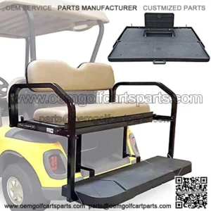 ProFormX Challenger HD Golf Cart Rear Seat EzGo RXV (2008 up) Back Seat Flip Kit with Sandstone (Beige) Cushions (Industry Leading 2-Year Limited Warranty)