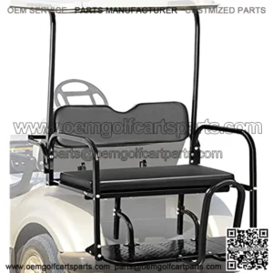 Golf Cart Rear Seat, Club Car Rear Seat for Club Car DS 2000.5 - Up, Heavy Duty Golf Cart Back Seat 1102 lbs Capacity,White Golf Cart Flip Folding Rear Back Seat Kit w/Grab Bar & Roof Support