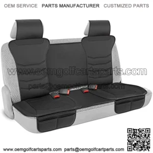 Motor Trend LuxeFit Black Faux Leather Rear Bench Car Seat Cover ?C Premium Automotive Back Seat Cover for Cars, Padded Car Seat Cushion with Pockets, Adjustable Interior Car Seat Protector