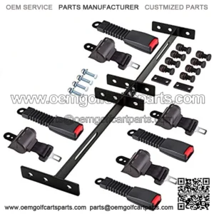 Universal Retractable Golf Cart Seat Belts and Bracket Kit for 4 Passenger EZGO TXT Club Car Yamaha Safety Belt Kit