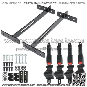 For EZGO Yamaha Club Car 4 Golf Cart Seat Belts and Bracket Kit New