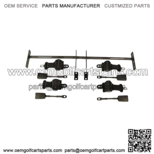 4 Golf Cart Seat Belts and Bracket/ Bar Kit for EZGO Yamaha Club Car