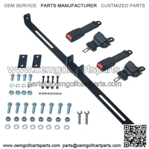 2 Golf Cart Seat Belts and Bracket/ Bar Kit for EZGO Yamaha Club Car