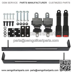 2 Golf Cart Seat Belts & Bracket Kit for EZGO Yamaha Club Car