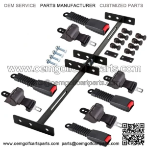Golf Cart Seat Belts & Bracket Kit for EZGO Club Car Yamaha 4 Seater Cart, Black