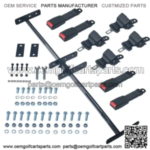 4 Seat Golf Cart Belts and Bracket/ Bar Kit for EZGO Yamaha Club Car
