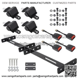 Golf Cart Seat Belts & Bracket Kit for EZGO Yamaha Club Car 4 Pcs Retractable