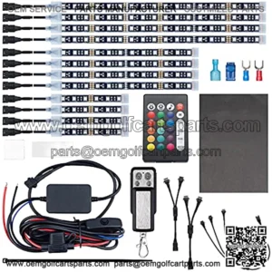 12pcs Underglow RGB LED Strip Light Kit DC 12V with 2 Red Blinking Brake Light Styles for Motorcycles Trikes Golf Carts ATVs UTVs ?C M12r