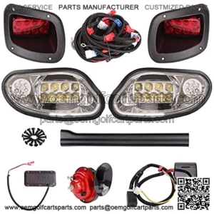 Golf Cart Deluxe LED Headlight Taillight Light Kit for EZGO Freedom TXT / T48 Gas & Electric 2014-up, with Turn Signal Horn Hazard Brake Light