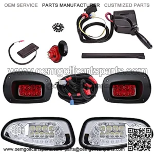 Golf Cart Universal Deluxe LED Headlights and Tail Light Kits for 08-18 EZGO RXV Carts with Turn Signals Switch Horn Brake Lights Harness-Not Fit RXV II (Must Input 12 Volts)