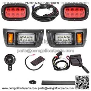 Upgrade Golf Cart LED Headlight Taillight Kit for Club Car DS, with Low/High Beam, Turn Signals Hazard Light Switch, Horn, Brake Pad, Daytime Running Lamp