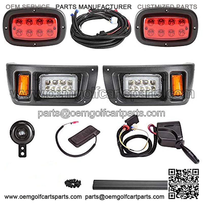 Upgrade Golf Cart LED Headlight Taillight Kit for Club Car DS, with Low/High Beam, Turn Signals Hazard Light Switch, Horn, Brake Pad, Daytime Running Lamp
