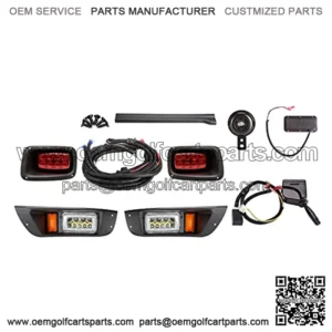 Golf Cart Deluxe Daytime Running LED Head/Tail Light Kits for EZGO TXT (12V-48V) with Universal Deluxe Light Upgrade Kit, with Turn Signals Switch Horn Brake Lights Harness