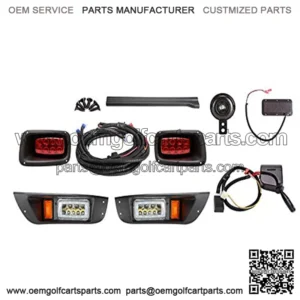 Golf Cart LED Headlights & Tail Light for EZGO TXT Carts (36V-48V) with Turn Signals Kits, Low/High Beam, Horn, Brake Pad, Daytime Running Lamp - 2 Version
