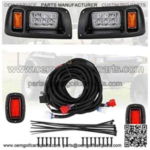 Kemimoto DS Headlight Kit Compatible with Club Car DS, LED Headlight & Tail Light Kit for Gas & Electric Compatible with Club Car DS golf carts (1993 & Newer Models) 12V