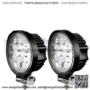 LED Pods Spot Flood Light 4" 27W Round Work Light 6000K for Tractor Bulldozer UTV Golf Cart Boat Off Road Truck Jeep SUV ATV - Voltage Automotive (2x Spot Lights)