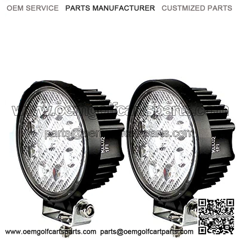 LED Pods Spot Flood Light 4" 27W Round Work Light 6000K for Tractor Bulldozer UTV Golf Cart Boat Off Road Truck Jeep SUV ATV - Voltage Automotive (2x Spot Lights)