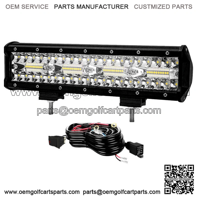 12" 240W Upper Bumper Led Light Bar+Wiring Kit for Club Car EZGO Golf Cart 13"