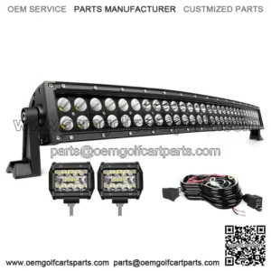 30"/32inch Dual Row Led Light Bar 4"Pods+Wiring Kit For EZGO TXT Club Golf Cart