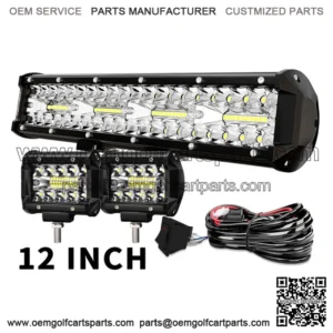 14" 300W Upper Bumper Led Light Bar For Club Car EZGO Golf Cart 12/15" +4" Pods
