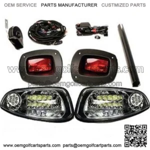 EZGO RXV Golf Cart LED Headlight & Tail light Kit Deluxe Street Package 2008-15