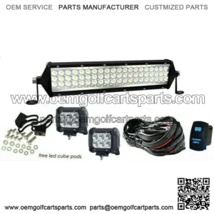 12" Upper Bumper Led Light Bar+4" Pods+Wiring Kit For Club Car  Cart