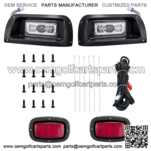 For Club Car DS 93+ G&E Golf Cart LED Light Kit Adjustable Headlights/Tail Light