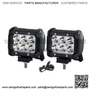 2PCS 4 inch Bumper Led Light Bar + Wiring Kit For Club Car EZGO Yamaha Golf Cart