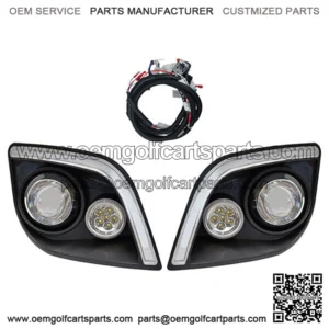 Headlights w/ RGBW Accent lights fits EZGO Express, harness Bluetooth controller
