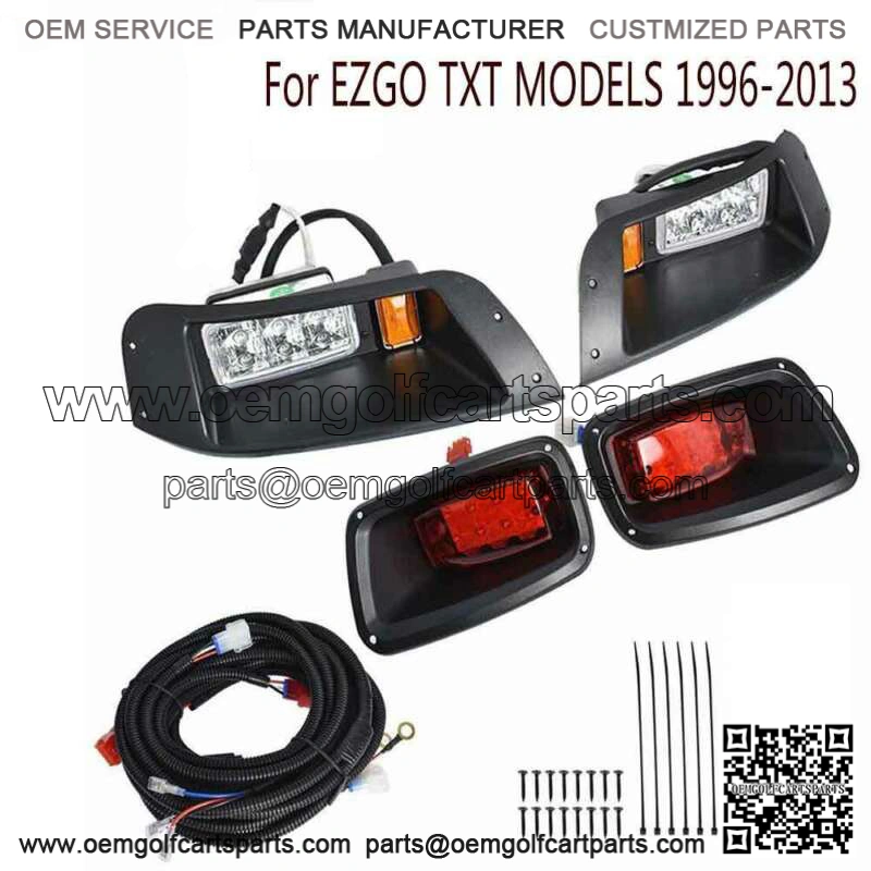 For Ez-Go EZGO TXT G&E Golf Cart LED Headlight & Tail Light Kit 1996-2013