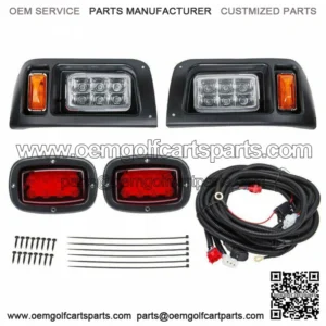 for 1993-Up Club Car DS Golf Cart Deluxe Street LED Headlight & Tail Light Kit