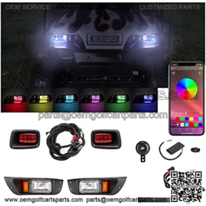 Golf Cart LED Headlight Kits for 1996-2013 EZGO TXT Carts (12V-48V), with Tail Lights, Turn Signals Kits, Brake Lights and Safe Daytime Running Lights