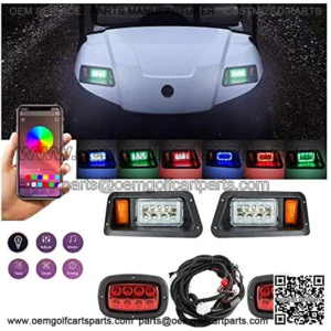 2023 New Upgraded Golf Cart LED Light Kit for Yamaha G14 G16 G19 G22, Headlight Taillight w/Turn Signal Switch, Horn, Low High Beam, Blinker & Brake Light, Daytime Running Lamp