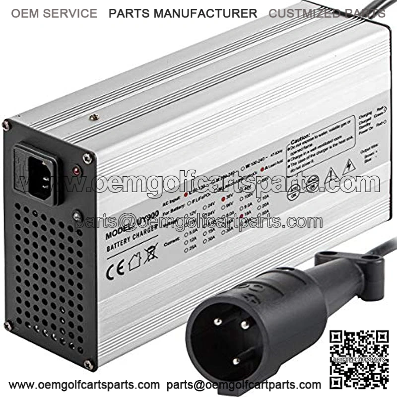 Golf Cart Battery Charger 48V Club Car Charger 15A Golf Cart Electric Charger 3 Pin Plug Round/LED Club Car Battery Charger Aluminum Shell Power Wise Golf Cart Battery Charger for Ez Go Yamaha