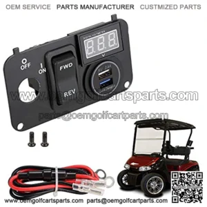 Golf Cart 3 in 1 Multifunctional Integrated Panel,12V 3.0 Fast Charge Dual USB Charger Socket & LED Digital Voltmeter & Forward Reverse Switch Button,Fit for EZGO TXT PDS Golf Models