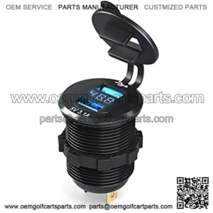 Golf Cart Quick Charge 3.1 Dual USB Charger,2 in 1 USB Ports & LED Display Voltage Meter Universal for Club Car,EZGO and Yamaha,Metal Shell Safe Charging Socket 9V-48V Wide Voltage Input