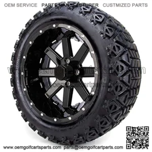 14" MODZ Assault Black Ball Mill Golf Cart Wheels and All Terrain Tires Combo Set of 4