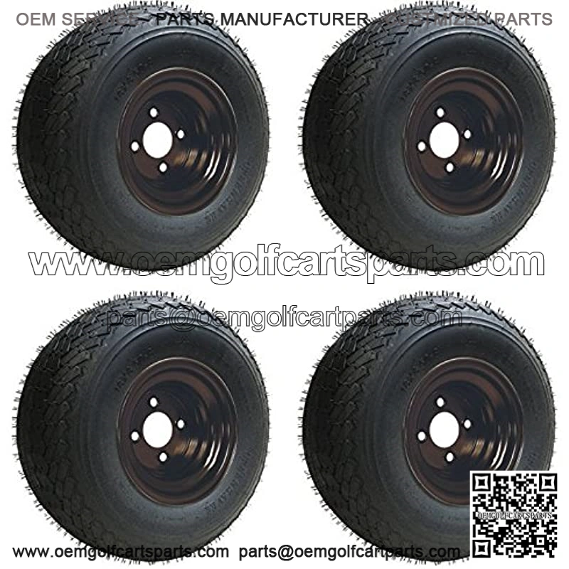18x8.50-8 GTX OEM Golf Cart BLACK Wheels and Golf Cart Tires Combo - Set of 4