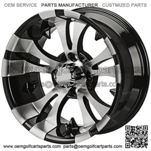 14" Black Aluminum Wheels and 23x10-14" DOT All Terrain Golf Cart Tires Combo - Set of 4