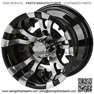 10" VAMPIRE Golf Cart Wheels and 205/50-10 DOT Low Profile Golf Cart Tires Combo - Set of 4