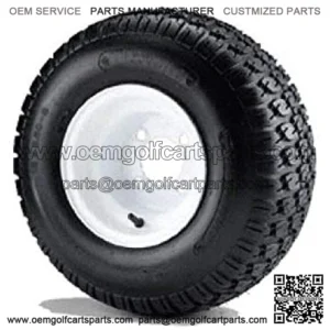 18x8.5-8 Duro Traction Tire (6 Ply) Mounted On White Steel Wheel Golf Cart